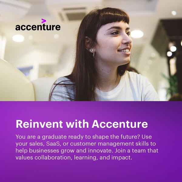 This image ad for Accenture is targeted toward new graduates with sales, SaaS, or customer management skills looking to 