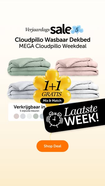 Ad for Cloudpillo washcloths promoting a sale for 1+1 free during the last week. The washcloths come in five different c