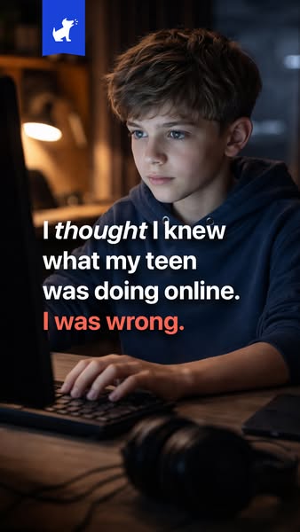 This image ad highlights a parent's realization that they were unaware of their teen's online activities, sugges