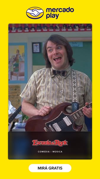 This image ad promotes the movie 'School of Rock' on the Mercado Play streaming service. The image shows a scene