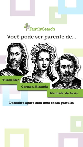 The ad presents a quiz-like format, inviting users to discover their potential family ties to famous figures through a f