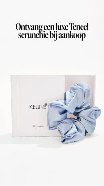 A light blue Tencel scrunchie is featured, with a promotion to receive a luxurious Tencel scrunchie with purchase. The i