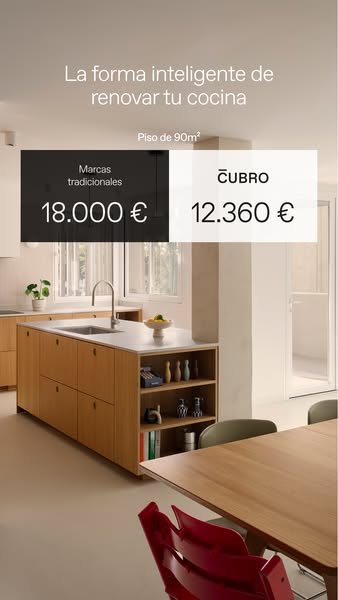 This ad promotes Cubro kitchen renovations by directly comparing the price of Cubro to traditional brands. The ad aims t