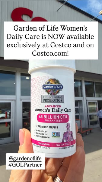 This image ad is for Garden of Life Women's Daily Care Probiotics. It highlights the product's availability at C