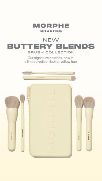This image ad for Morphe promotes their new Buttery Blends Brush Collection, highlighting the limited-edition butter yel