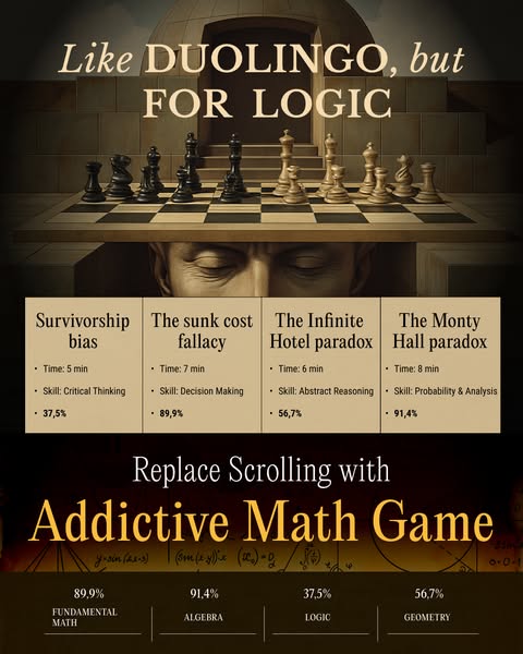 This image ad for a math game positions itself as an alternative to mindless scrolling, offering an addictive way to eng