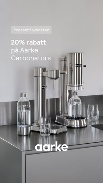 This ad promotes Aarke carbonators, highlighting a 20% discount. The ad features a selection of Aarke carbonators and ac