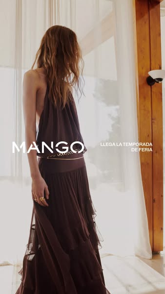 This ad features a woman wearing a Mango dress with a halter top and tiered skirt. The ad is promoting Mango's new s