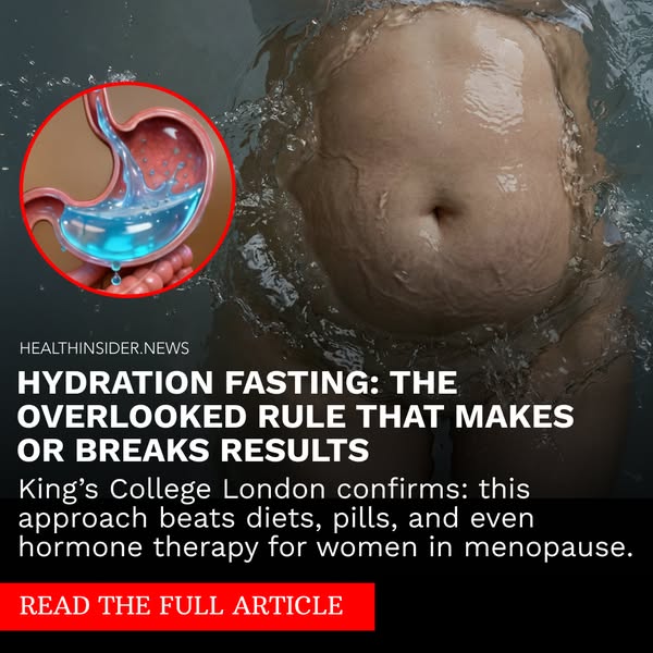 This ad promotes an article about hydration fasting and its benefits for women in menopause, citing King's College L