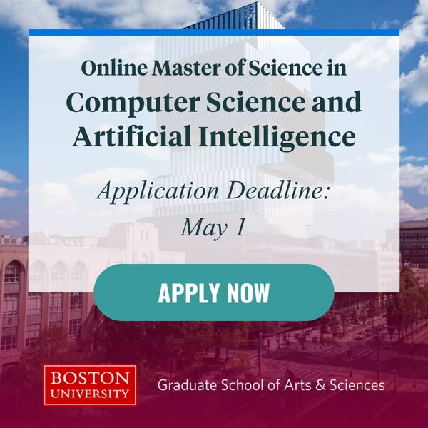 This image ad for Boston University promotes their Online Master of Science in Computer Science and Artificial Intellige