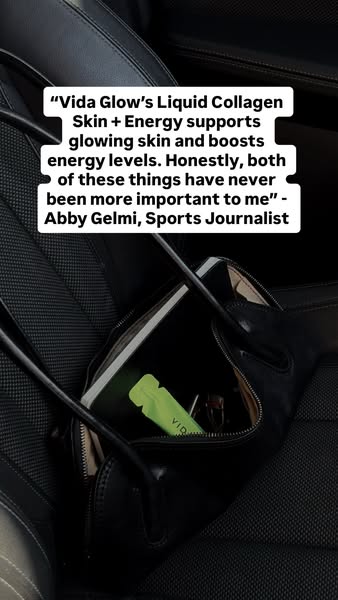 This image ad features a quote from a sports journalist who uses Vida Glow's Liquid Collagen Skin + Energy to suppor