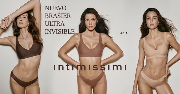 This image ad showcases three different colors of the new Intimissimi brasier ultra invisible.