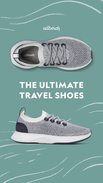 This Meta image ad for Allbirds shoes features a clean, minimalist design with two product shots on a teal background. T