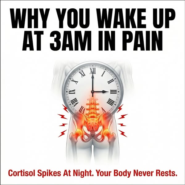 This image ad is intended to promote a solution for people who wake up in pain at 3 AM due to cortisol spikes at night. 