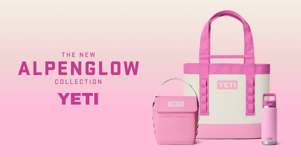 Ad for YETI showcasing their new AlpenGlow collection.