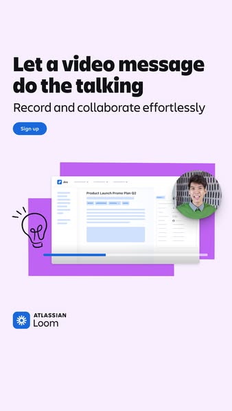 This ad for Atlassian Loom uses a screen recording of the software to show the interface and capabilities. The headline 