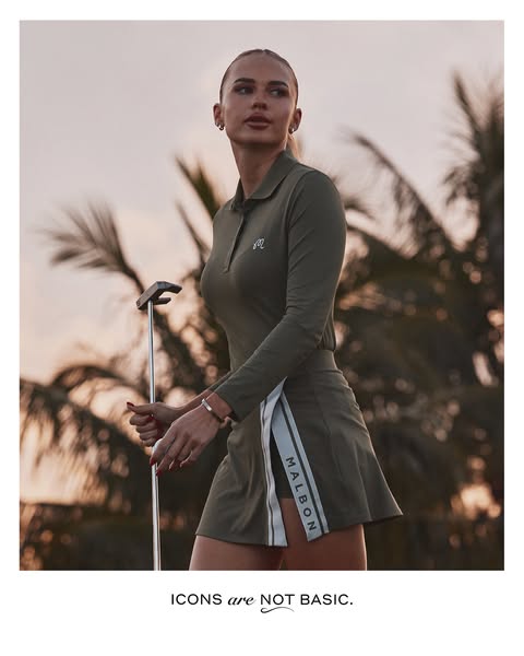 This Malbon ad features a woman golfer and is designed to appeal to an audience who wants to stand out and be different 