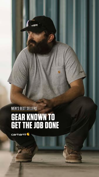This image ad for Carhartt features a man wearing Carhartt clothing. The ad highlights Carhartt's reputation for pro