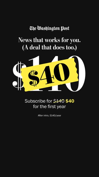 This ad promotes a discounted subscription to The Washington Post. The regular price is crossed out and replaced with th