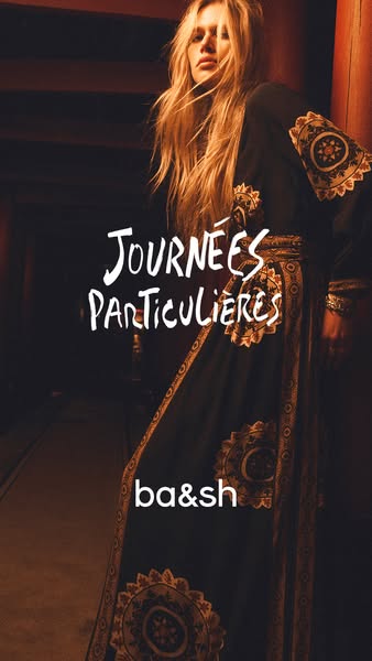 An image promoting Journées Particulières by ba&sh showcasing a woman wearing a dress.