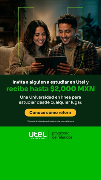 This ad promotes Utel, an online university, and incentivizes users to refer friends to study at Utel by offering up to 