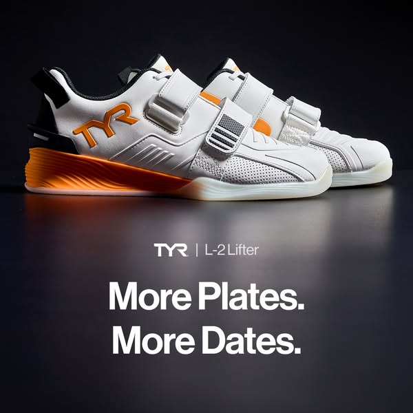 This ad features the TYR L-2 Lifter shoes with the headline "More Plates. More Dates."
