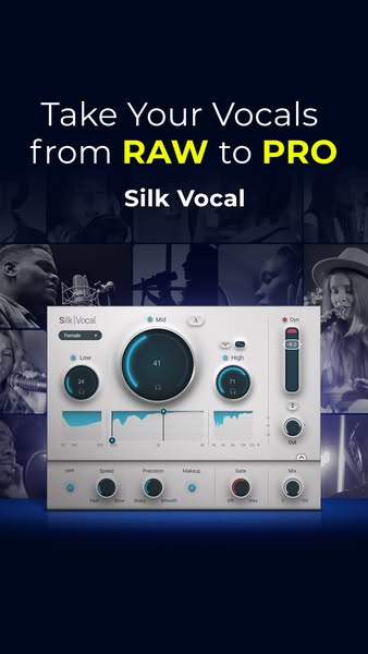 This ad promotes Silk Vocal, a vocal processing software. The ad highlights the software's ability to transform raw