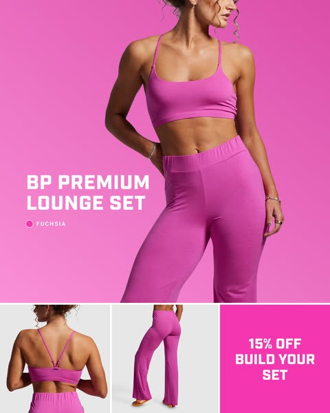This ad promotes BP's premium lounge set, highlighting its fuchsia color and offering a 15% discount on building a s