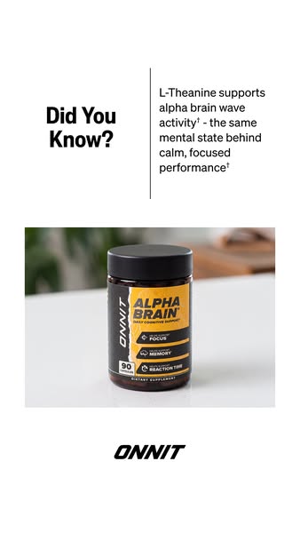 This ad is for Onnit's Alpha Brain dietary supplement. It presents the product as a support for alpha brain wave act