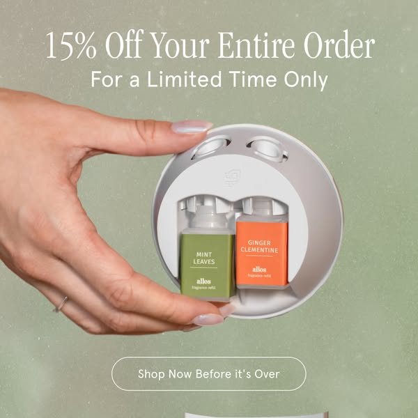 This ad for Allos promotes their product by offering a discount on an entire order for a limited time. The ad highlights