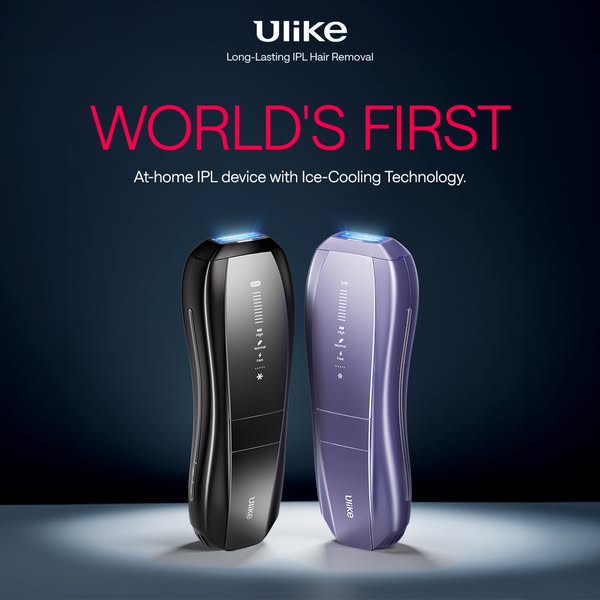 This image ad showcases the Ulike IPL hair removal device, emphasizing its position as the 'World's First' a