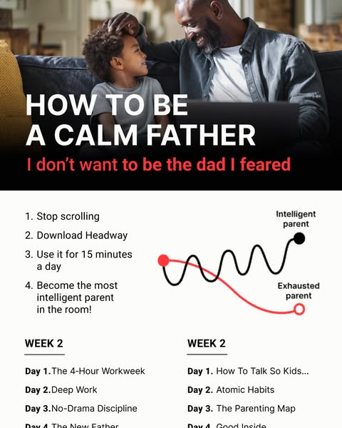 The ad uses a listicle format to entice fathers to download the Headway app, which promises to make them more intelligen