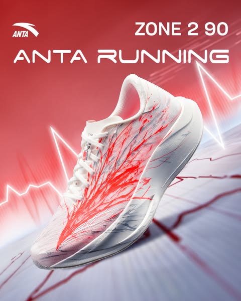 This image ad showcases ANTA running shoes, highlighting their design and promoting the brand.
