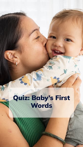 This ad features a warm and loving moment between a mother and her baby, overlaid with a banner promoting a quiz about t
