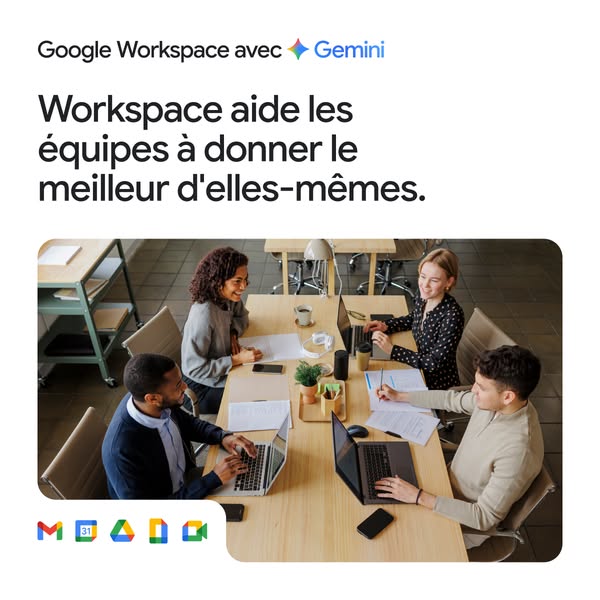 This ad for Google Workspace highlights how teams can use the software to achieve their best work.