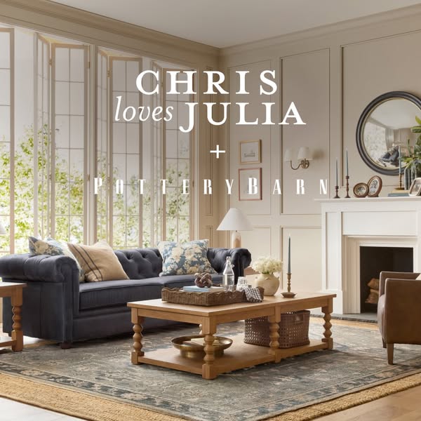 This ad for Pottery Barn implies that Pottery Barn products are bought to set up households with loved ones, highlightin