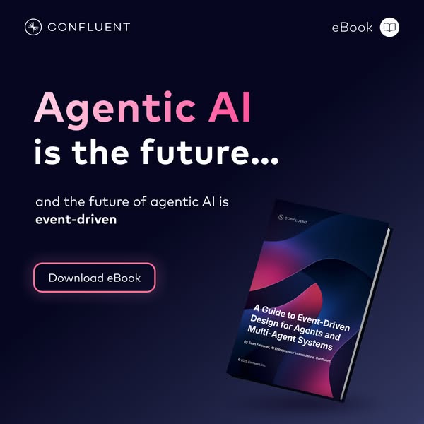 This ad highlights the future of AI and promotes an eBook on event-driven design for agents and multi-agent systems.