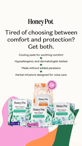 The ad presents Honey Pot feminine hygiene products as a solution for those who are tired of choosing between comfort an