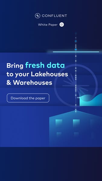 This ad for Confluent is designed to bring fresh data to your lakehouses and warehouses. It features the call to action 