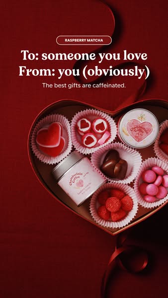 This ad promotes Chamberlain Coffee's Raspberry Matcha product, suggesting it's a perfect gift for yourself or a