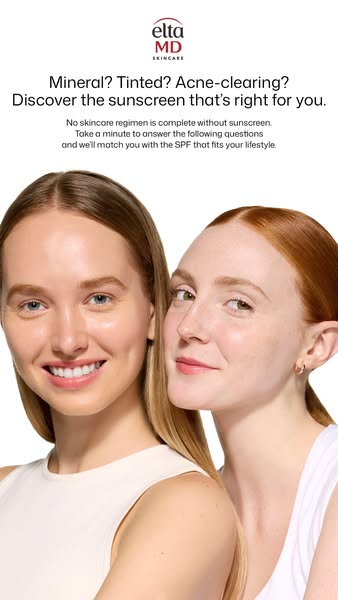 The ad is designed to promote EltaMD Skincare and their line of sunscreen products. The ad features two women with diffe