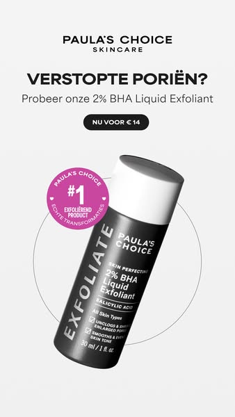 This ad for Paula's Choice skincare promotes the 2% BHA Liquid Exfoliant. The ad opens with a question addressing cl