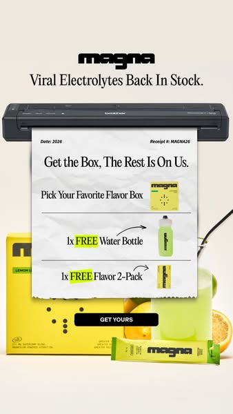 This image ad showcases Magna electrolytes with a creative execution that mimics a printed receipt. It highlights the br