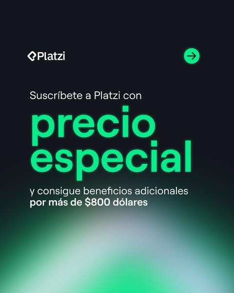 This image ad promotes Platzi, encouraging users to subscribe to the platform at a special price and get additional bene