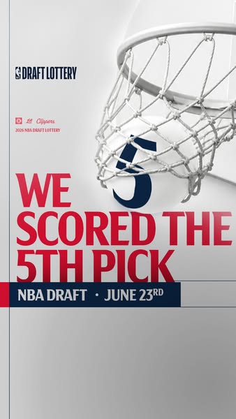 This image ad announces that the LA Clippers have the 5th pick in the NBA draft.