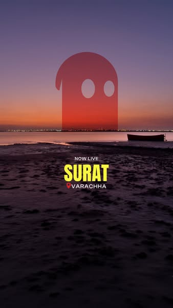 This image ad is promoting a livestream taking place in Surat, Varachha.