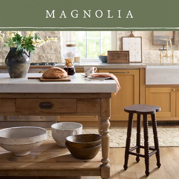 This ad features a kitchen with various Magnolia brand products artfully arranged, showcasing the brand's aesthetic 