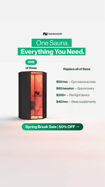 Ad for the Nurecover sauna featuring a limited-time offer.