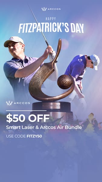 This Arccos ad wishes viewers a 'Happy Fitzpatrick's Day' and offers a discount on the Arccos Smart Laser an