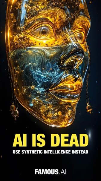 This ad uses a piece of abstract CGI art featuring a face made of gold, flowers, and water to grab attention and signal 